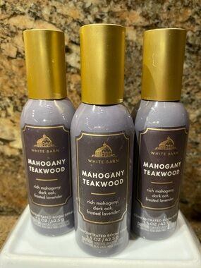 3) MAHOGANY TEAKWOOD Concentrated Room Sprays, each 1.5 oz / 42.5 g, BBW/WB, NWT